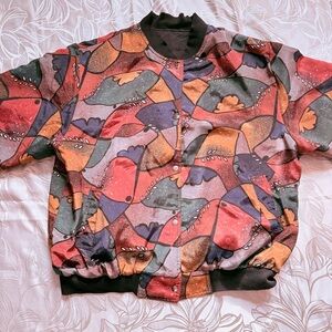 Vintage 90s Picasso Pop Art Bomber Snap Closure Pickets - XL to 1X